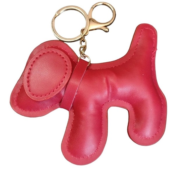 Puppy Puffer Keychain Dog Keyring Christmas Red Alligator clip Easy On/Off NEW - Picture 3 of 6